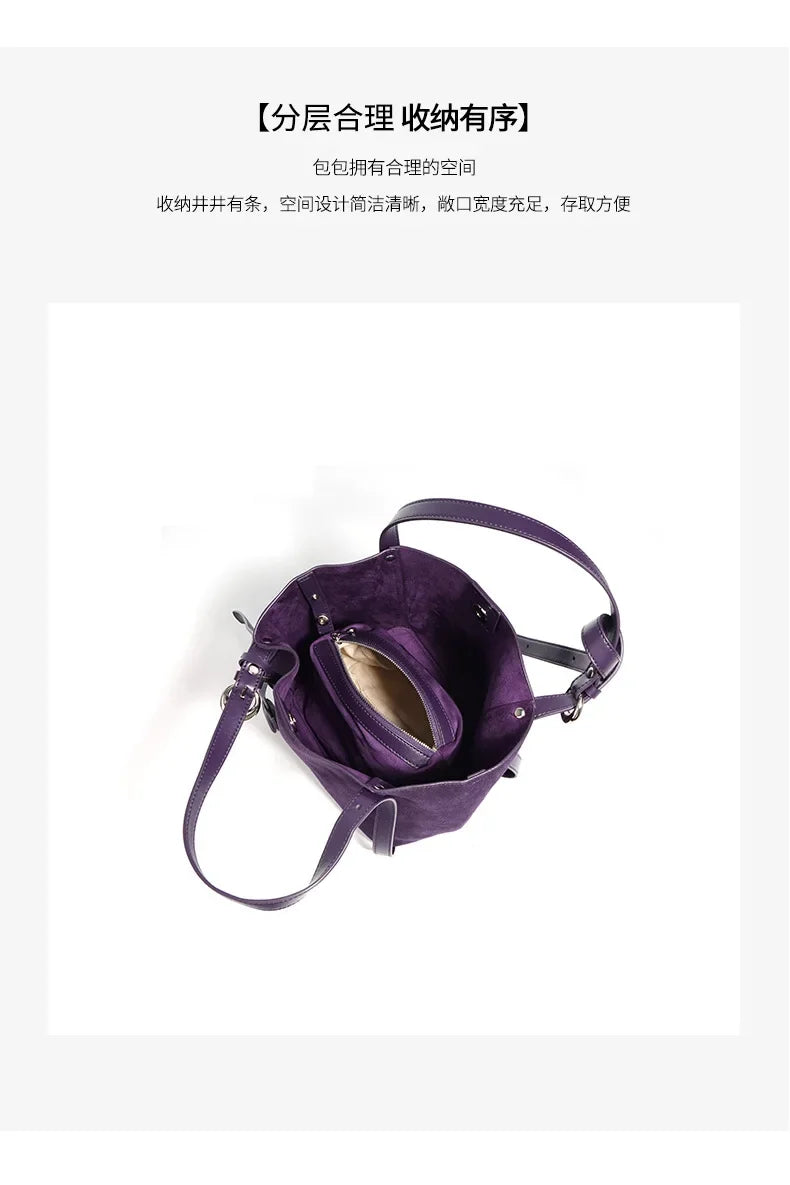 Genuine Leather Tote Bag Large Capacity Vegetable Basket Bucket Bag Luxury Designer Shoulder Bag For Women