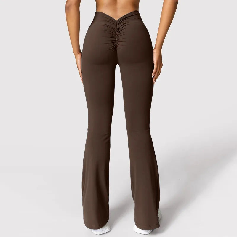Leggings Micro Horn de Moda para Mulheres, Calças Esportivas com Cintura V nas Costas, High Waist, Levanta Bumbum, Calças de Ginástica, Leggings Casuais Slim Sólidas