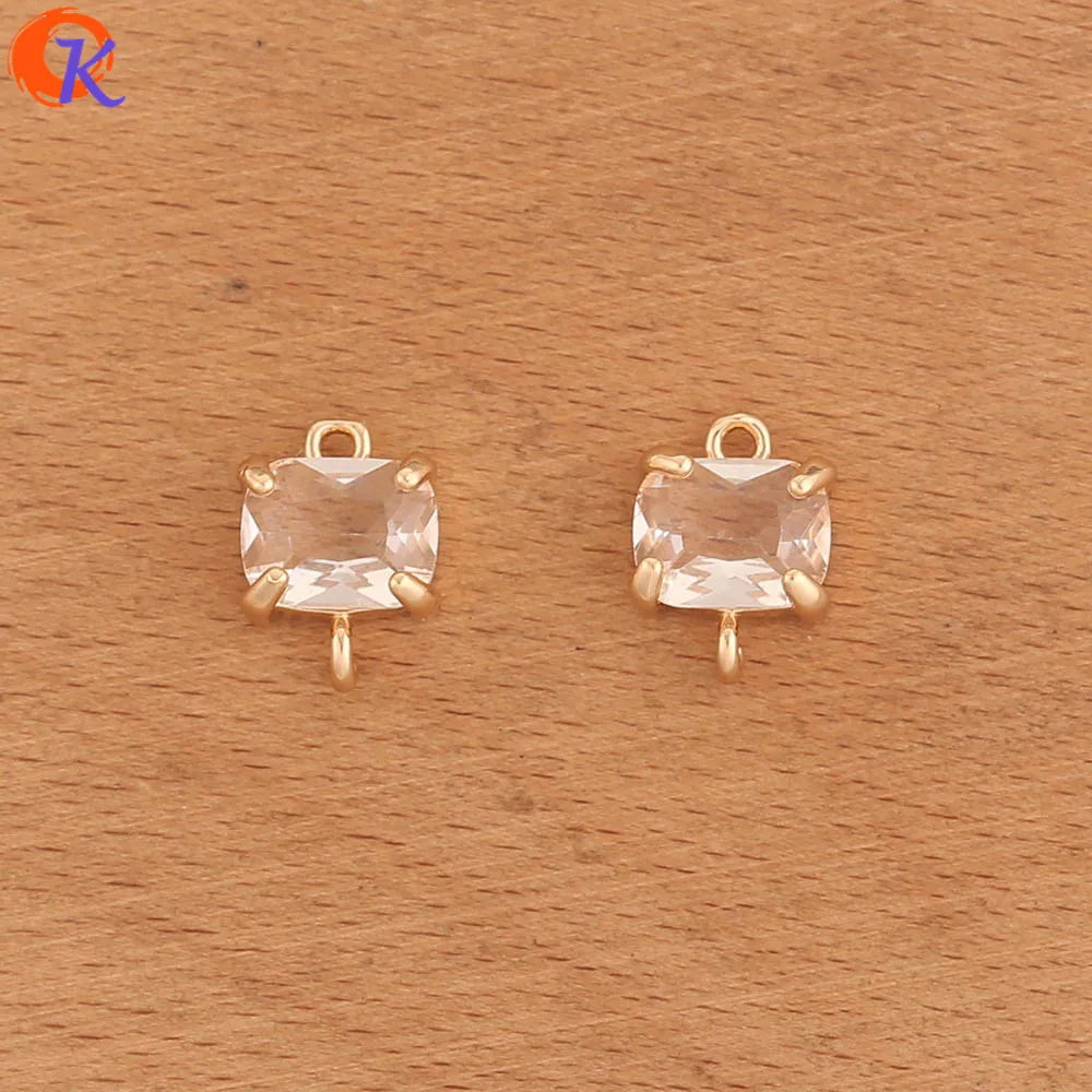 Cordial Design 50Pcs 9*13MM Acessórios de Joias/Feito à Mão/Conectores de Cristal/Forma Quadrada/Fabricação de Joias/Peças para Brincos DIY