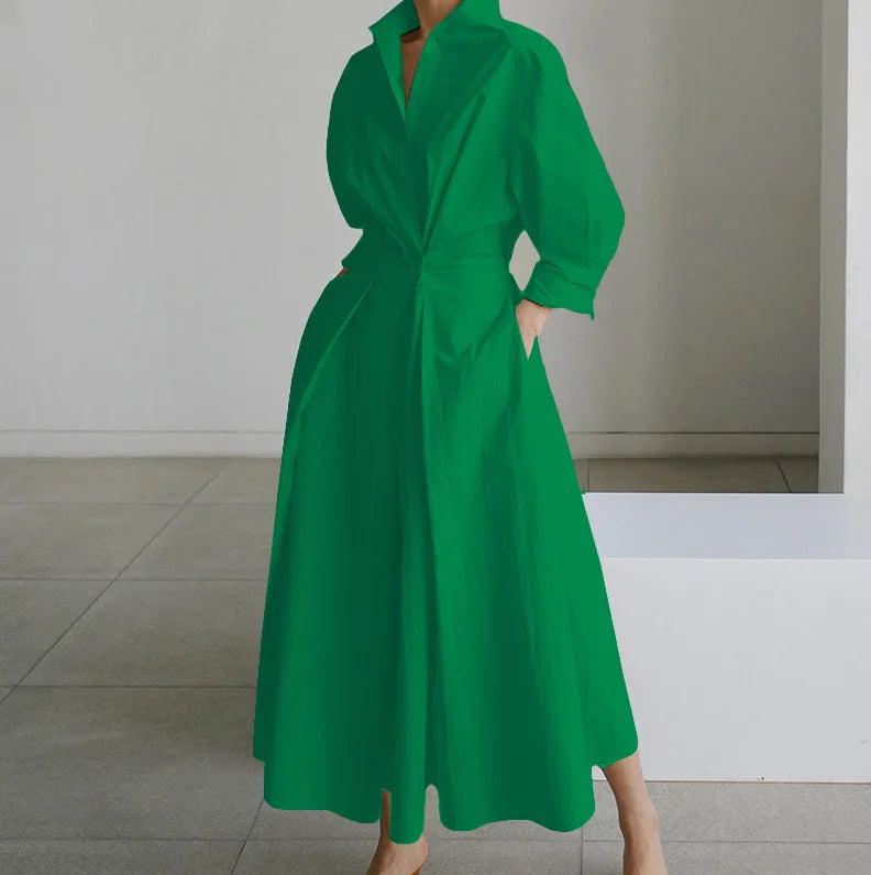 Vestidos Para Mulheres 2024 Vestido Casual Elegante de Verão para Festa, Vestido Camiseta de Bolinha com Decote em V, Estampa Solta com Botões
