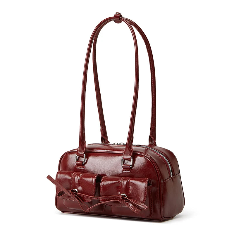 New Ballet-style Shoulder Bag Spring Bow Underarm Bag Women's Bowling Simple Tote Bag for Women