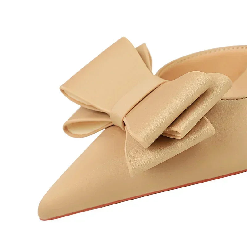 Saltos Altos Femininos de 10,5 cm 2024, Bombas Laterais Vazadas Doces Coreanas, Salto Kawaii com Laço em Verde e Roxo, Sapatos de Seda Satin para Festa e Formatura
