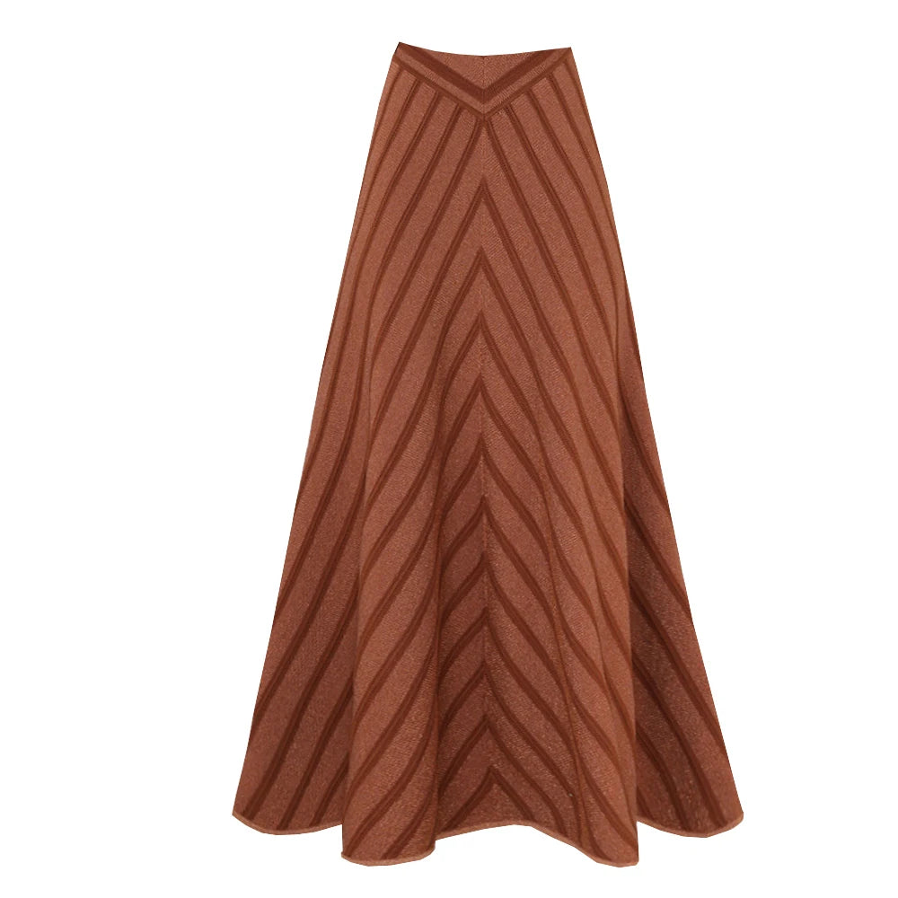 Conjunto de 2 peças de maiô listrado com saia longa, biquíni sexy feminino com push up, halter, biquíni feminino, traje de banho modelador, roupa de praia.