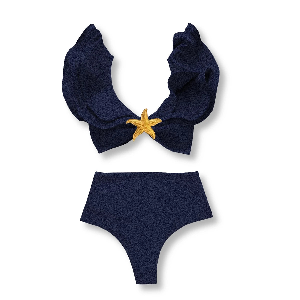 Conjunto de 3 Peças de Biquíni Sexy com Ombros Em Renda Para Mulheres 2025 Traje de Banho Maiô Brilhante Estrela Trajes de Natação Feminino Maiô Praia