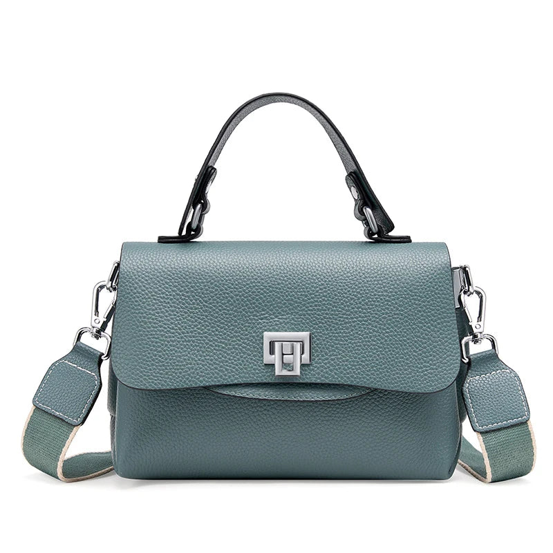 Zency Women's Genuine Leather Top-Handle Bag Simple Fashion Envelope Luxury Brand Shoulder Handbag Small Crossbody for Female