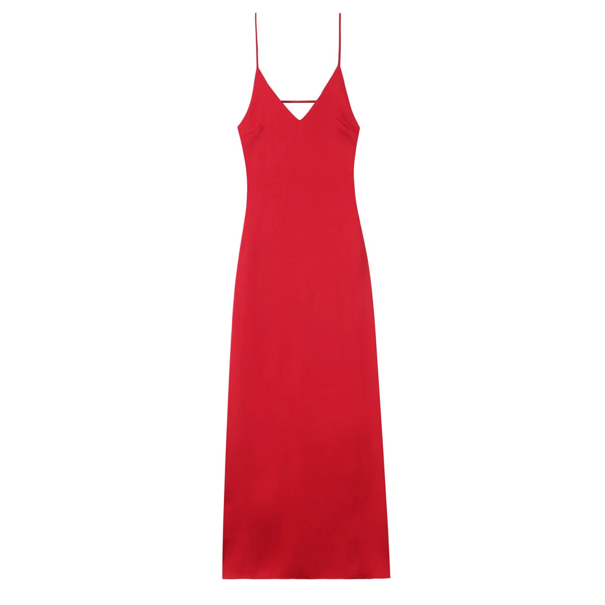 Vestido Longo Elegante Sem Mangas TRAFZA Feminino de Verão Amarelo Manchado com Decote em V para Festa e Férias 2025
