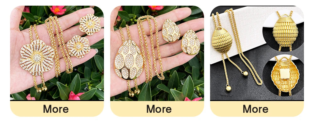 Conjunto de Joias em Ouro Dubai, Colar Cubano e Brincos para Mulheres, Jóias de Casamento para Noivas, Presente para Festa de Banquetet