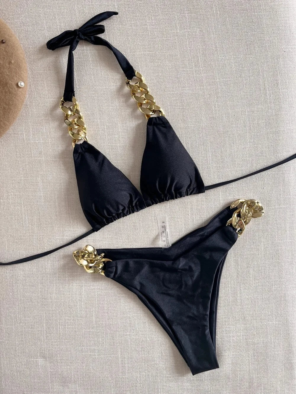 Biquíni sexy push up em 2025, micro corrente, verão, tecido macio, entrada de luxo, maiô feminino de duas peças, traje de banho para praia.