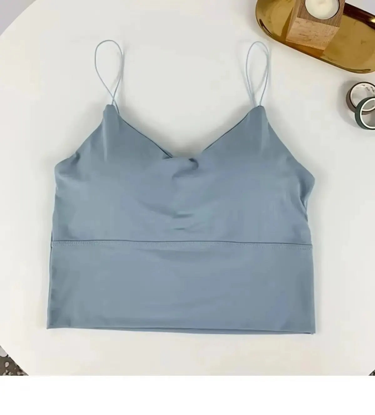 1 peça de Camisola Sem Costura em Tecido de Seda Gelada para Mulheres - Top Esportivo Sem Fios com Sutiã Almofadado Bralette