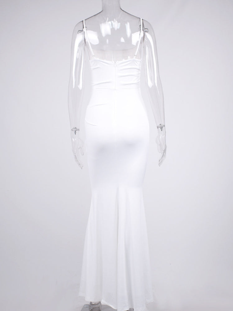Vestidos Elegantes para Mulheres Vestido Maxi em Corset de Amêndoa Vestido de Noite Elegante para Festa Vestido Justo Sexy sem Costas com Estrutura de Peixe