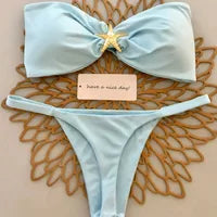 Biquíni sexy de briefs divididos novos, maiô de praia feminino, férias no Brasil