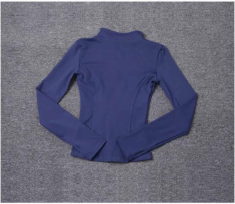 Jaqueta Esportiva Feminina de Manga Longa, Camisa de Treino, Casaco para Academia, Roupas de Yoga, Roupas Esportivas