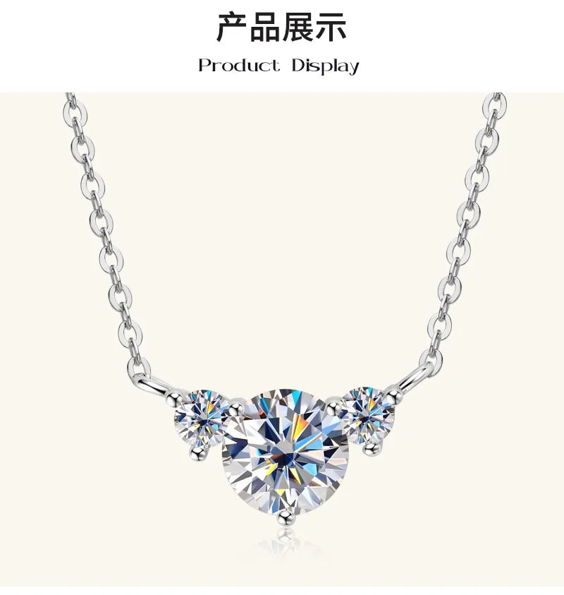 Colar de Mulher D Color com Pendente em Moissanite, Prata s925, Amarelo, Coleção Completa de Moissanite para Mulheres, Colar de Luxo com Pendente em Moissanite para Mulheres