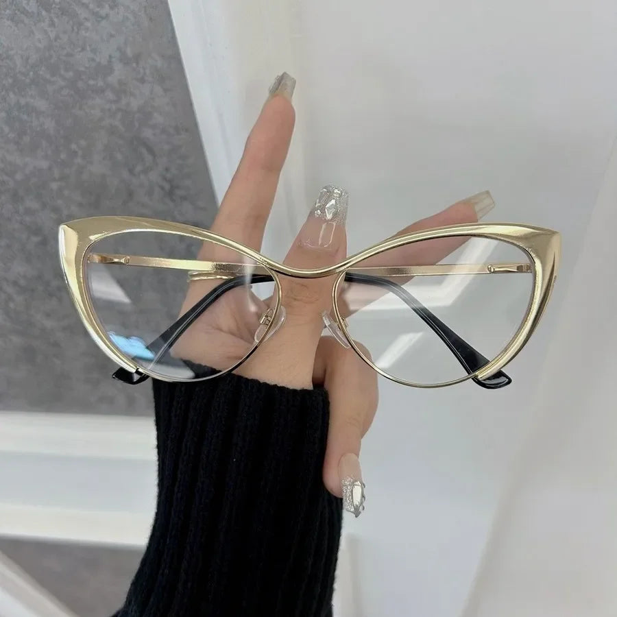 Óculos de sol estilo gato casuais para mulheres e homens, armação em metal, luxuosos, marca de moda.