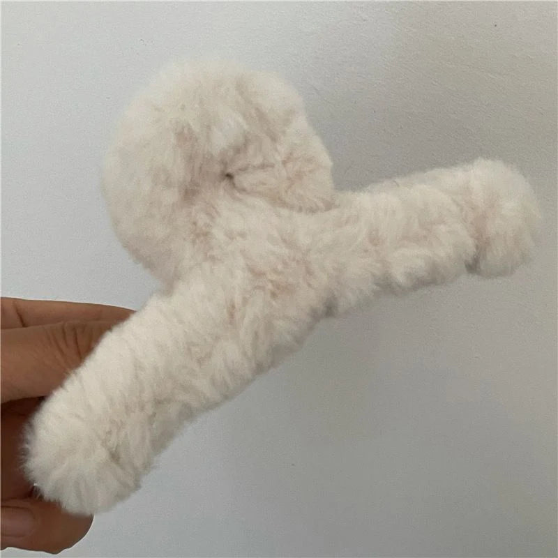 Clips de cabelo de tubarão grande em pelúcia de urso de cartoon com cabelo, claw faux fur, moda coreana para outono e inverno, clipes de caranguejo INS novos e presilhas.