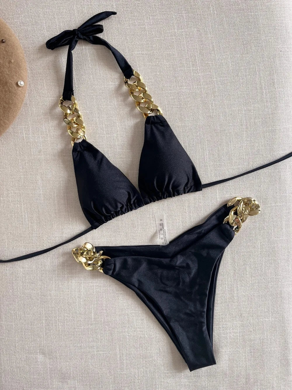 Biquíni sexy push up em 2025, micro corrente, verão, tecido macio, entrada de luxo, maiô feminino de duas peças, traje de banho para praia.