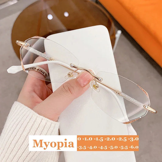 Óculos de miopia femininos de nova tendência com proteção contra luz azul, unissex, com grau de 0 a -6.0.
