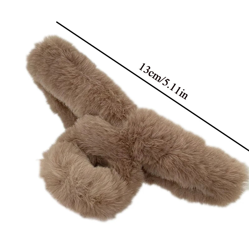 Clips de cabelo de tubarão grande em pelúcia de urso de cartoon com cabelo, claw faux fur, moda coreana para outono e inverno, clipes de caranguejo INS novos e presilhas.