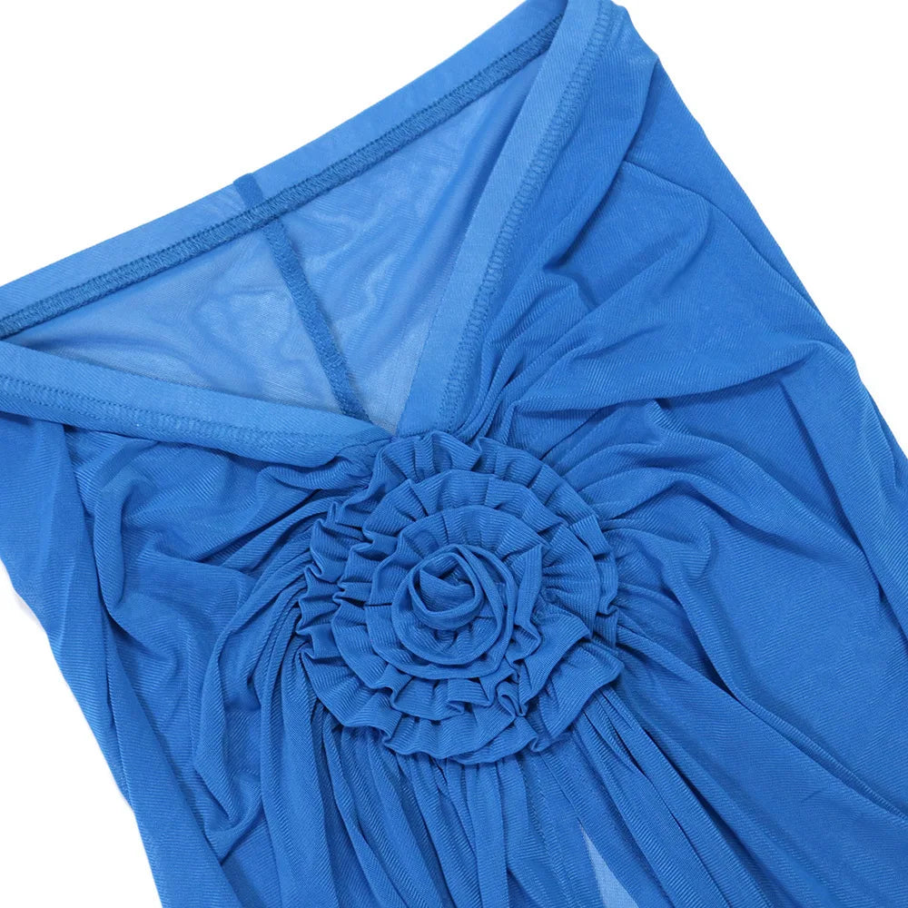Conjunto novo de 3 peças DEAT Moda Maiô Halter Costas Descobertas Para Mulheres Praia Férias Bikini com Laço Flor 3D Feminino 33A4132