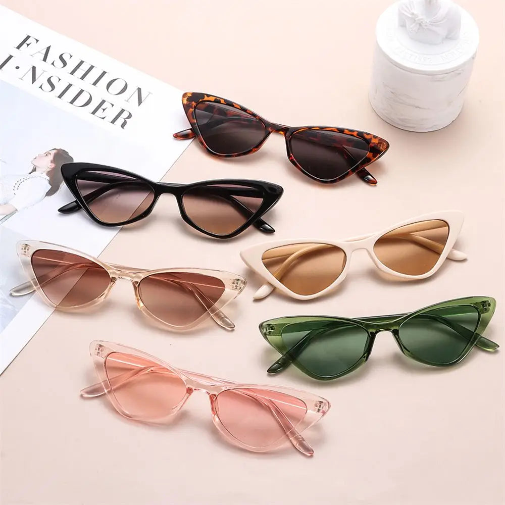 Novos Óculos de Sol Pequenos Cat Eye para Mulheres, Moda, Lentes Gradientes, Óculos de Sol Triangulares Femininos para Festas, Acessórios de Óculos UV400
