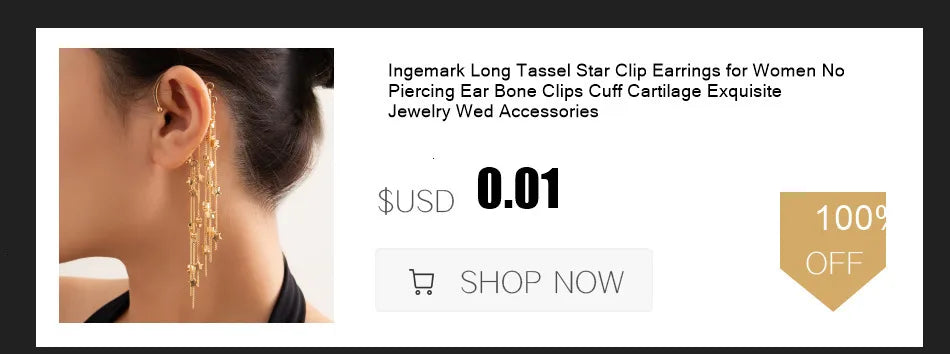 Brinco de Clip Geométrico com Pérolas Imitadas Ingemark Long Tassel Sem Perfurar Para Orelha Cuff Cartilagem Elegante Feminino Joia