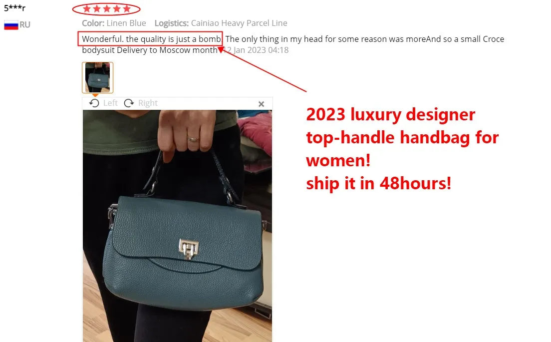 Zency Women's Genuine Leather Top-Handle Bag Simple Fashion Envelope Luxury Brand Shoulder Handbag Small Crossbody for Female