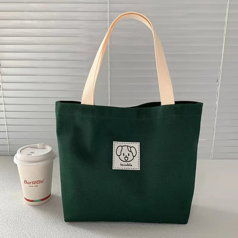Moo Deng Fashion Canvas Women's Handbag Cute Travel Picnic Food Bag Lunch Bag