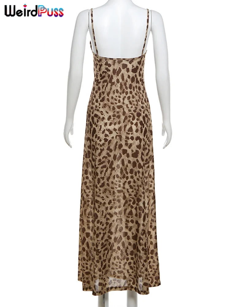 Vestido de Verão Sexy com Estampa de Onça Puss Estranha para Mulher, Com Decote Colarinho, Alças Finas, Costas Descobertas, Rendas, para Festas e Clube, Vestidos Justos