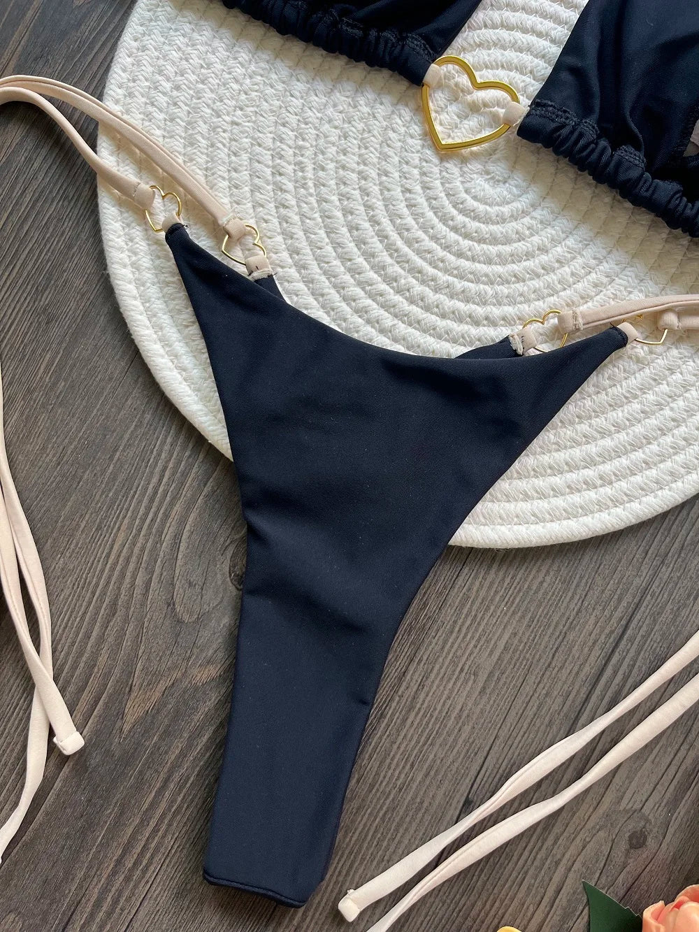 Conjunto de Biquíni Sexy Halter de Cor Sólida RUOTONSEPT, maiô feminino de duas peças, com triângulo e fio dental, traje de banho estilo brasileiro.