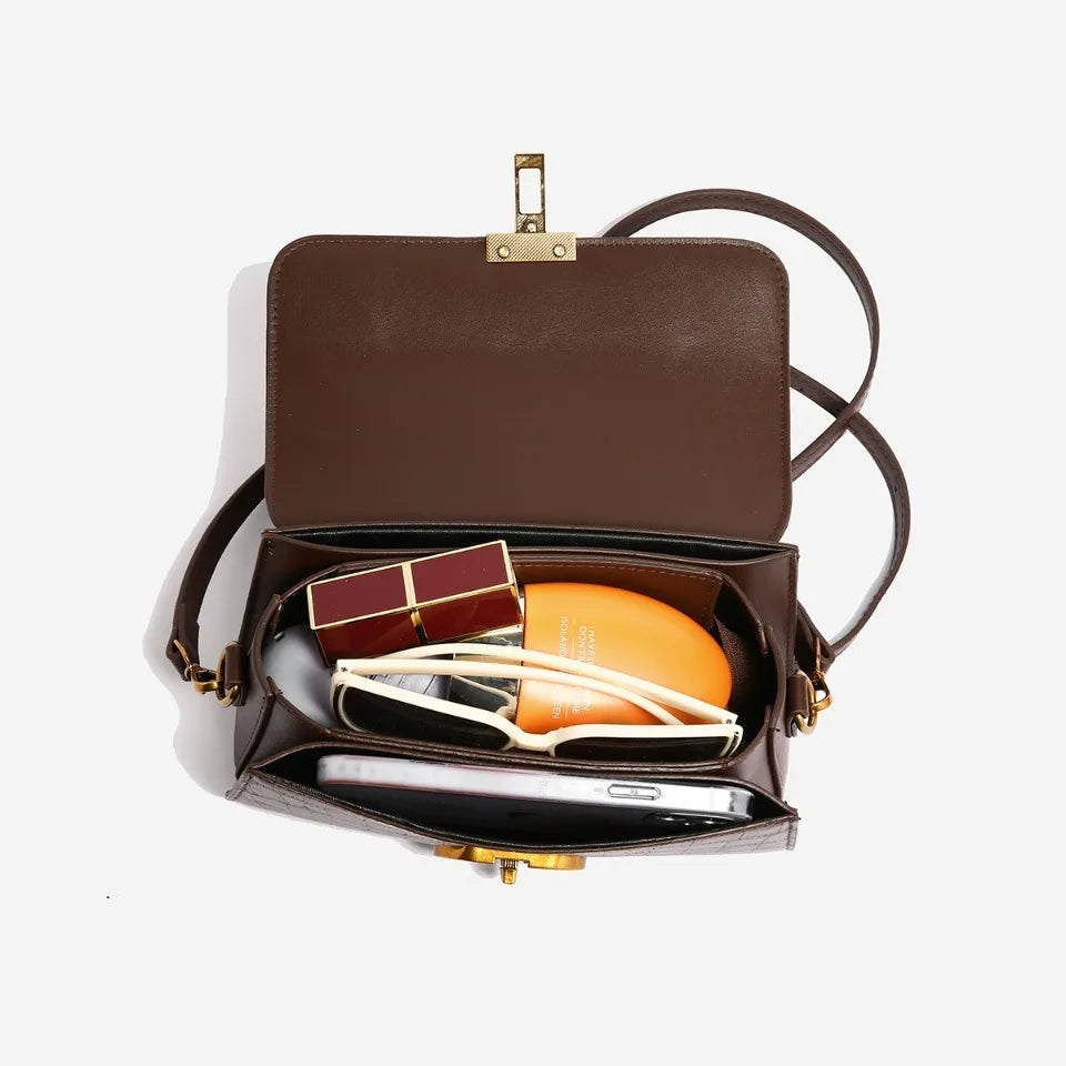 Small Leather Armpit Party Bags for Women Shoulder Crossbody Bag Ladies Vintage Underarm Handbags Summer Lock Tote Sac 2025 New