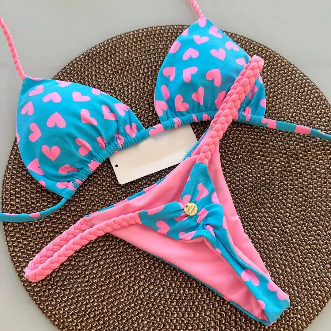 Novo Biquíni Feminino Sunga de Praia Férias Roupa de Banho Conjunto de Biquíni Estampado de Leopardo Roupa de Praia Sunga Biquíni