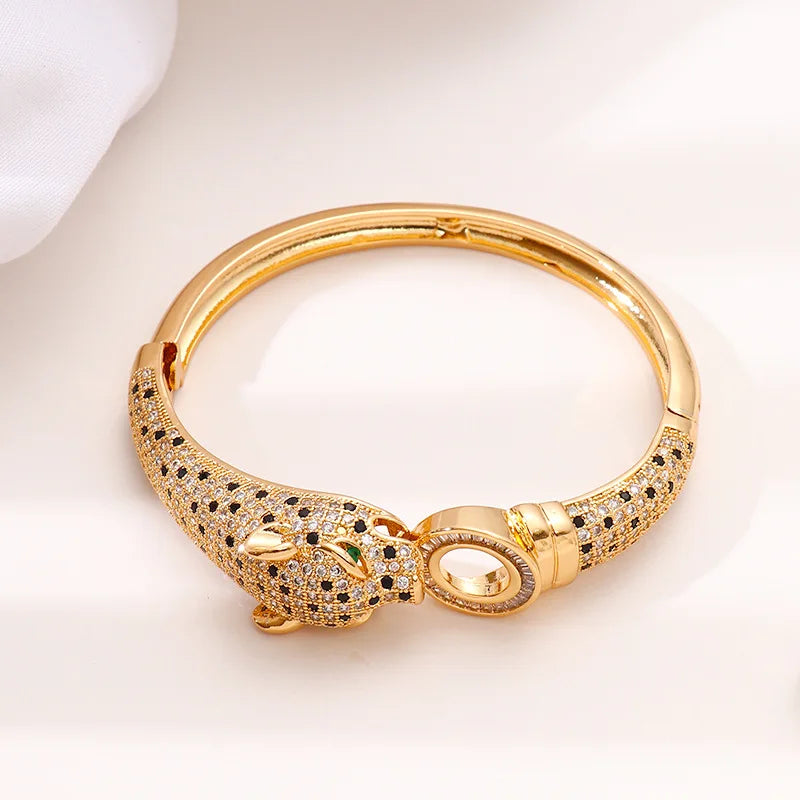 Nova Exquisita Pulseira de Leopardo Feminina Full Diamond Luxo Leve Hip Hop Personalizada