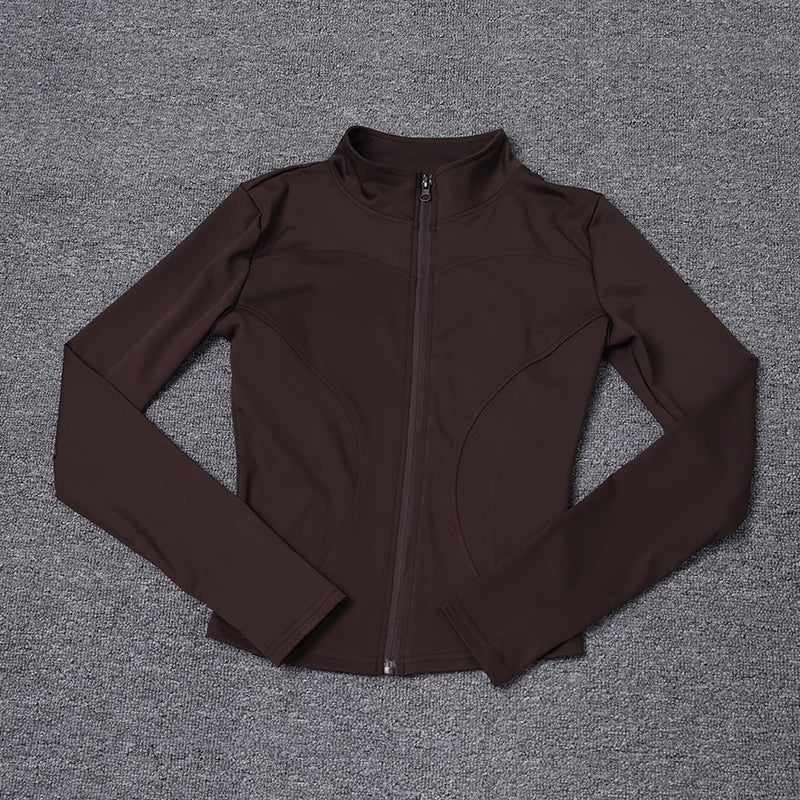 Jaqueta Esportiva Feminina de Manga Longa, Camisa de Treino, Casaco para Academia, Roupas de Yoga, Roupas Esportivas