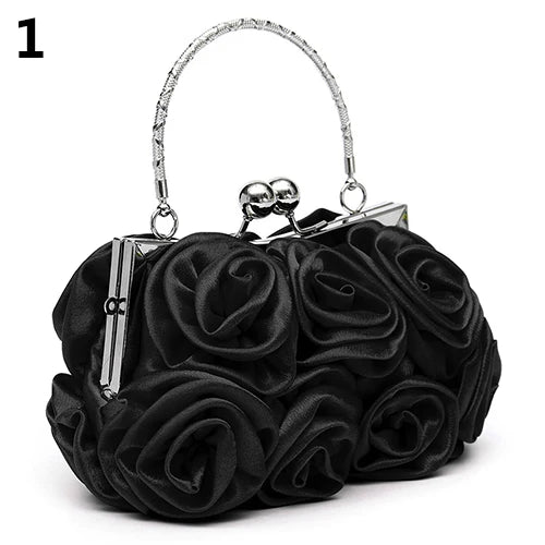 2023 Handbag Women's Tote Bag Rose Flower Pattern Clutch Bags for Women Evening Party Bridal Handbag Bolsa Feminina Bolso Mujer