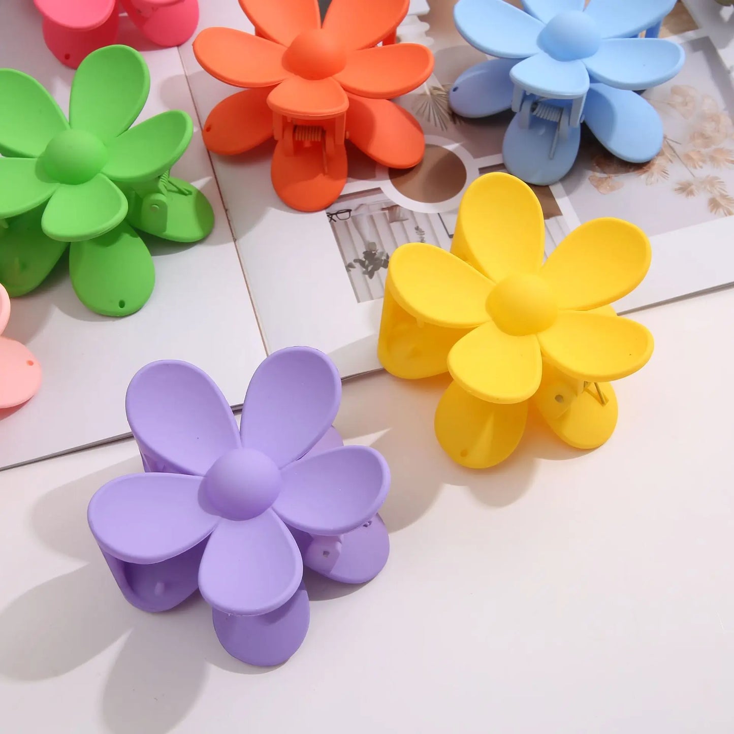 Conjunto de 8 peças de grampo de flor da moda para mulheres e meninas, clipes de cabelo doces, presilhas de cabelo, grampos coreanos, clipes de caranguejo, acessórios para cabelo feminino