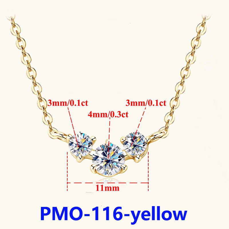 Colar de Mulher D Color com Pendente em Moissanite, Prata s925, Amarelo, Coleção Completa de Moissanite para Mulheres, Colar de Luxo com Pendente em Moissanite para Mulheres
