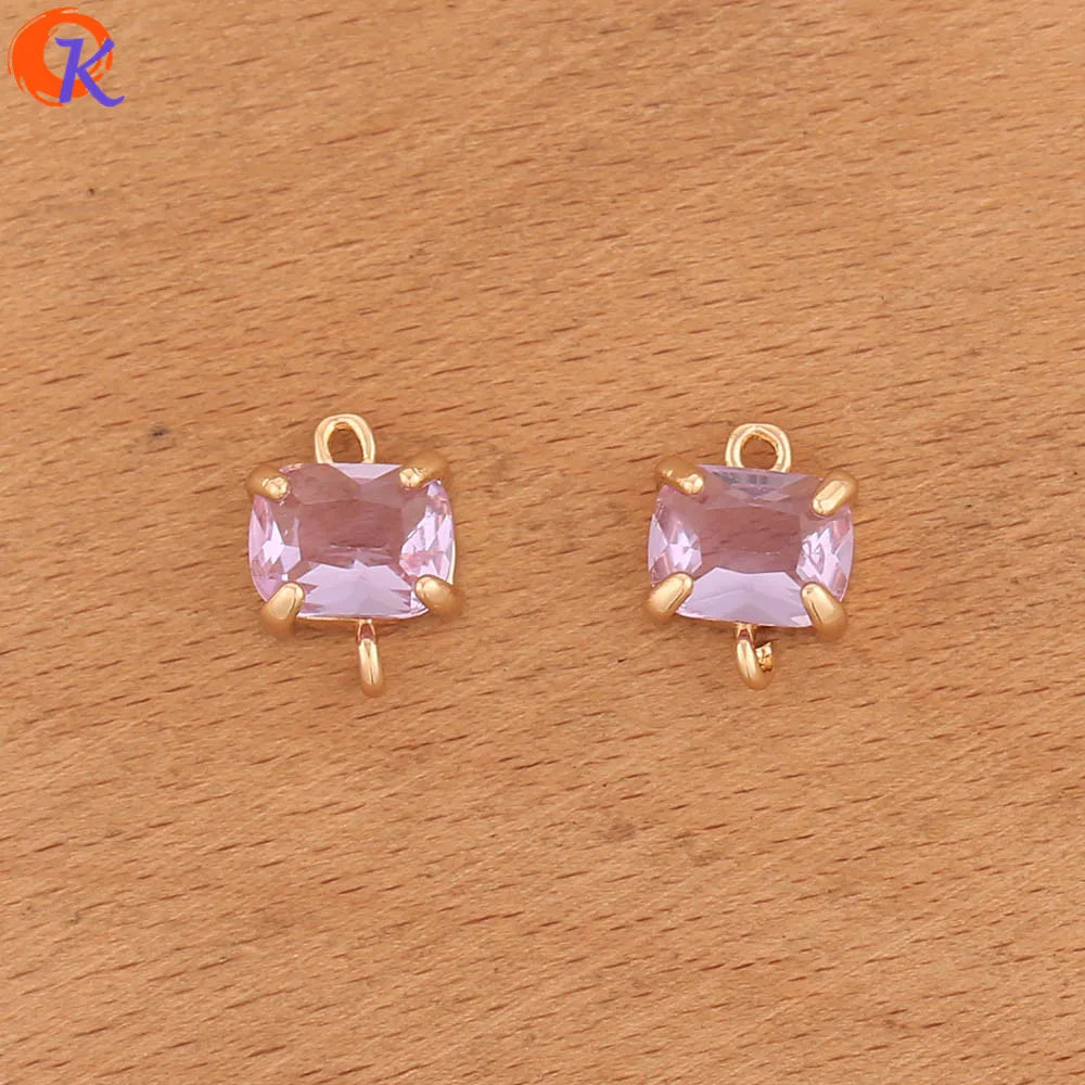 Cordial Design 50Pcs 9*13MM Acessórios de Joias/Feito à Mão/Conectores de Cristal/Forma Quadrada/Fabricação de Joias/Peças para Brincos DIY