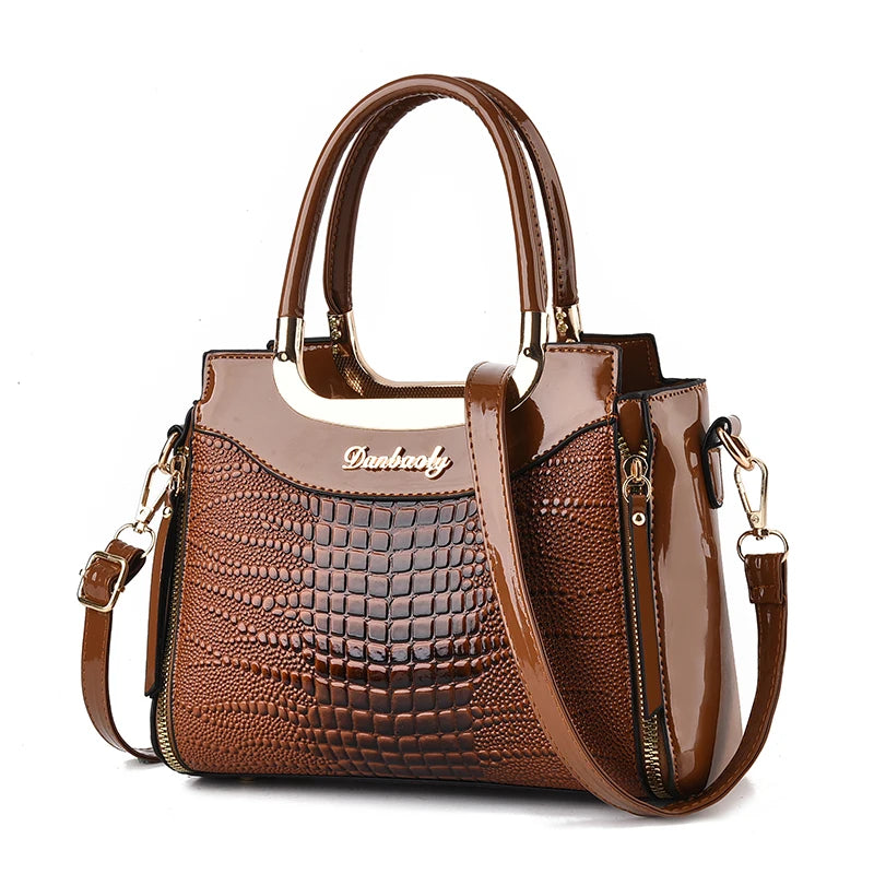 Chic Crocodile Pattern Faux Leather Crossbody Bag With Adjustable Strap - Elegant Women's Shoulder Purse For Daily Use