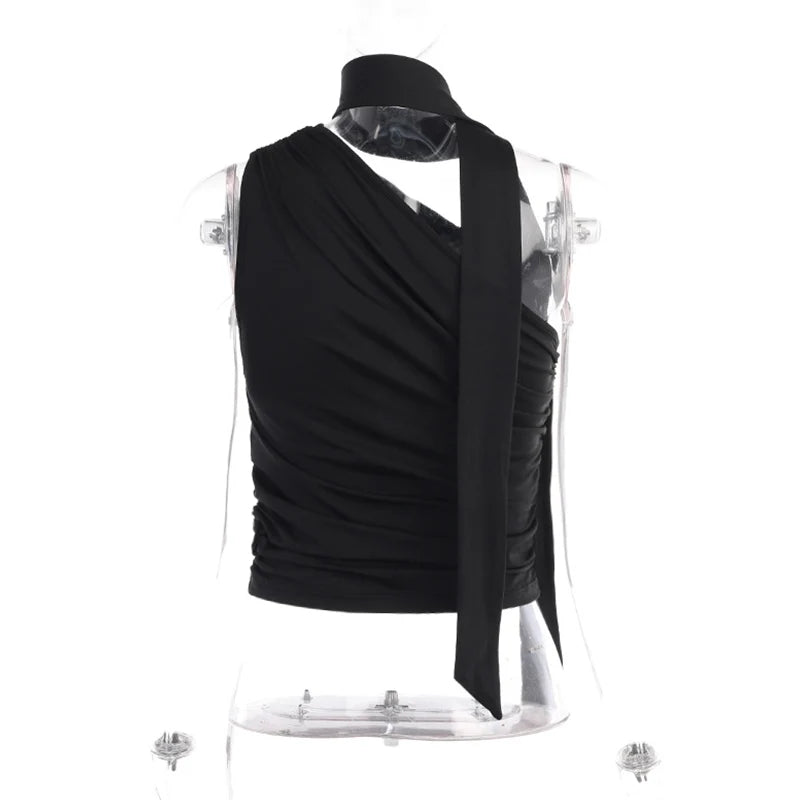 Top Crop Sem Costas Sexy Off Shoulder Halter para Mulheres, Vintage, Sem Mangas, Roupas Y2K para Clubes, Casual Feminino Verão 2024