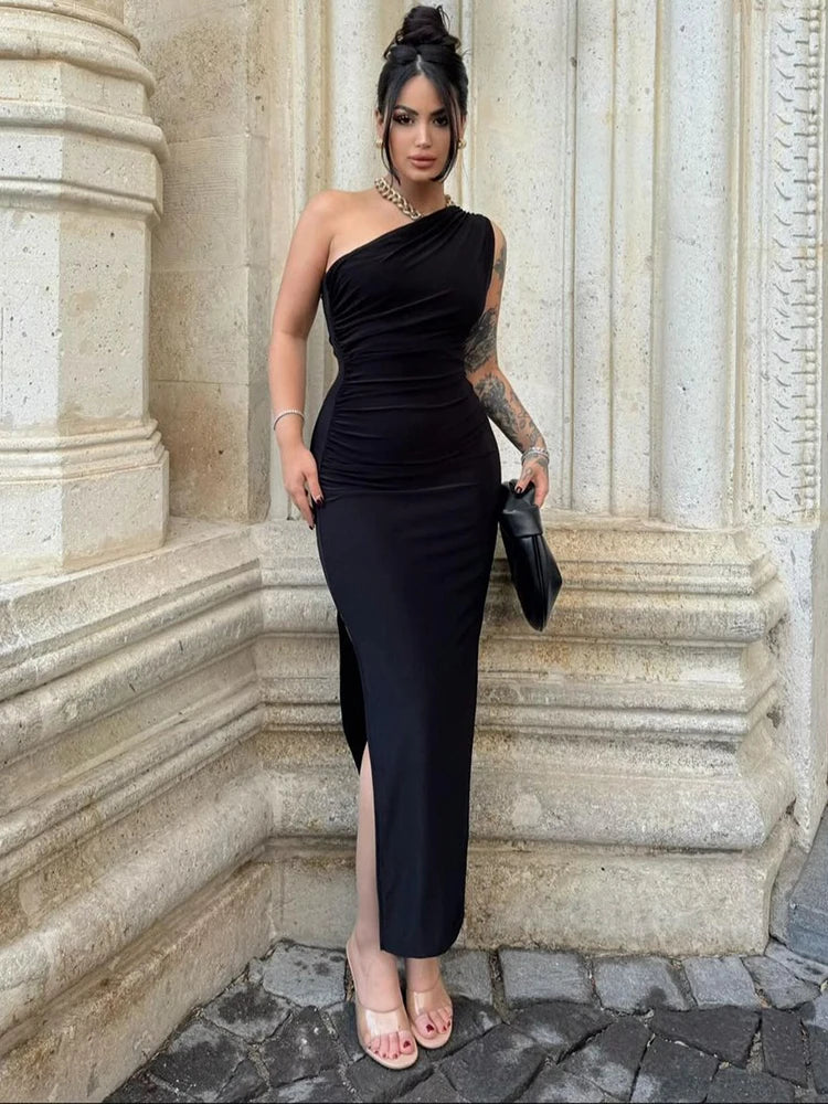 Vestido Longo Slim Sem Mangas Costas Nuas Preto Sexy para Mulheres - Moda de Verão, Casual Elegante para Festa ou Balada