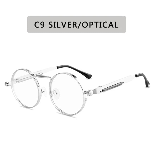 Óculos de sol estilo punk vintage para homens, armação redonda em metal, óculos de sol para mulheres, moda, eyewear, gafas de sol mulher UV400