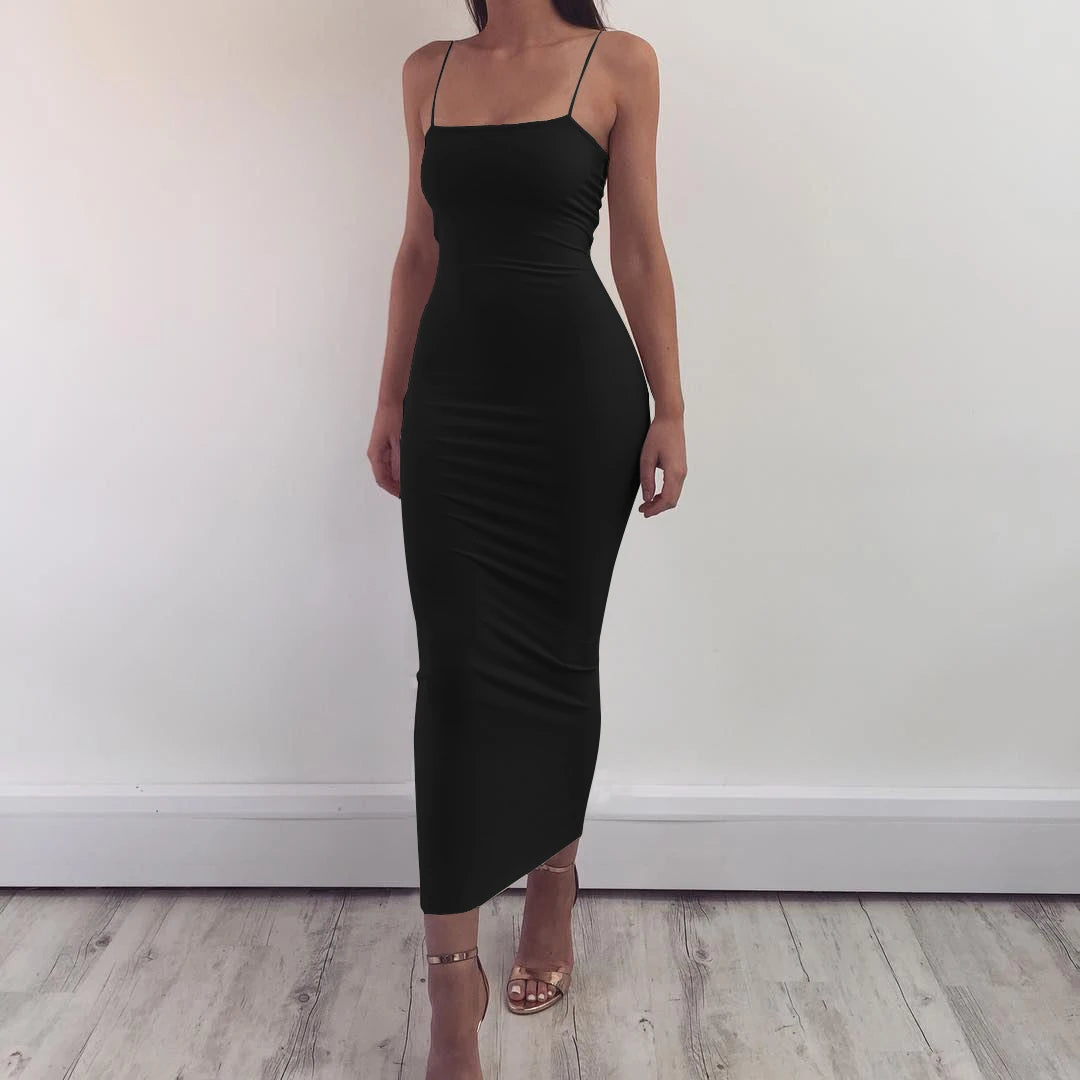 Vestido Longo de Alça Feminino de Verão JZ461, Vestido Suspender Sexy para Clube