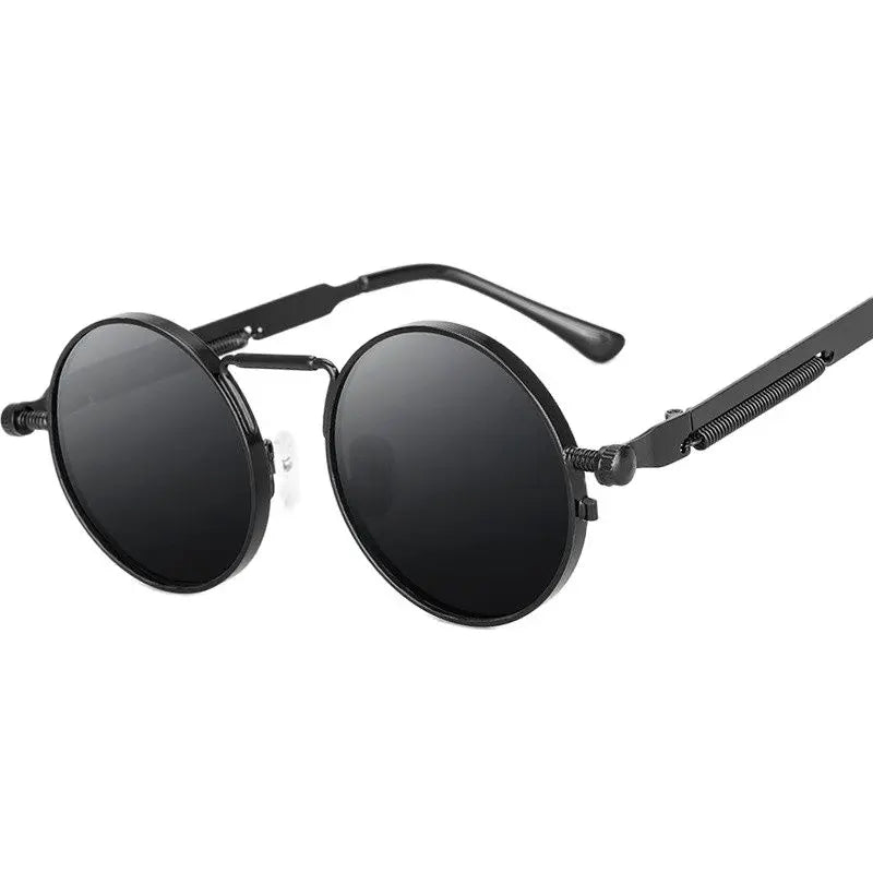 Óculos de sol estilo punk vintage para homens, armação redonda em metal, óculos de sol para mulheres, moda, eyewear, gafas de sol mulher UV400