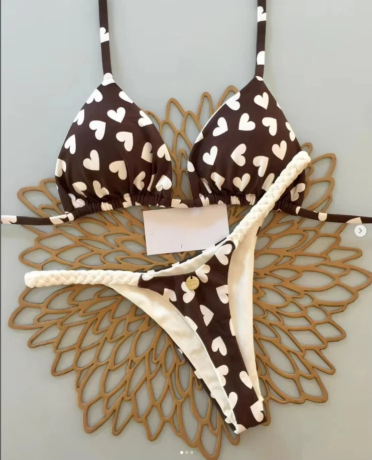 Novo Biquíni Feminino Sunga de Praia Férias Roupa de Banho Conjunto de Biquíni Estampado de Leopardo Roupa de Praia Sunga Biquíni