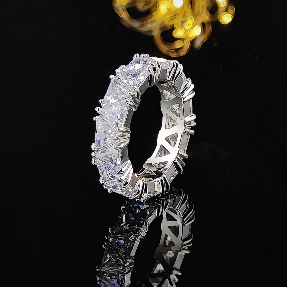 Anel Eternity Band de Cor Prata Luxuosa 2024 para Mulheres - Presente de Aniversário, Joias no Atacado R6505