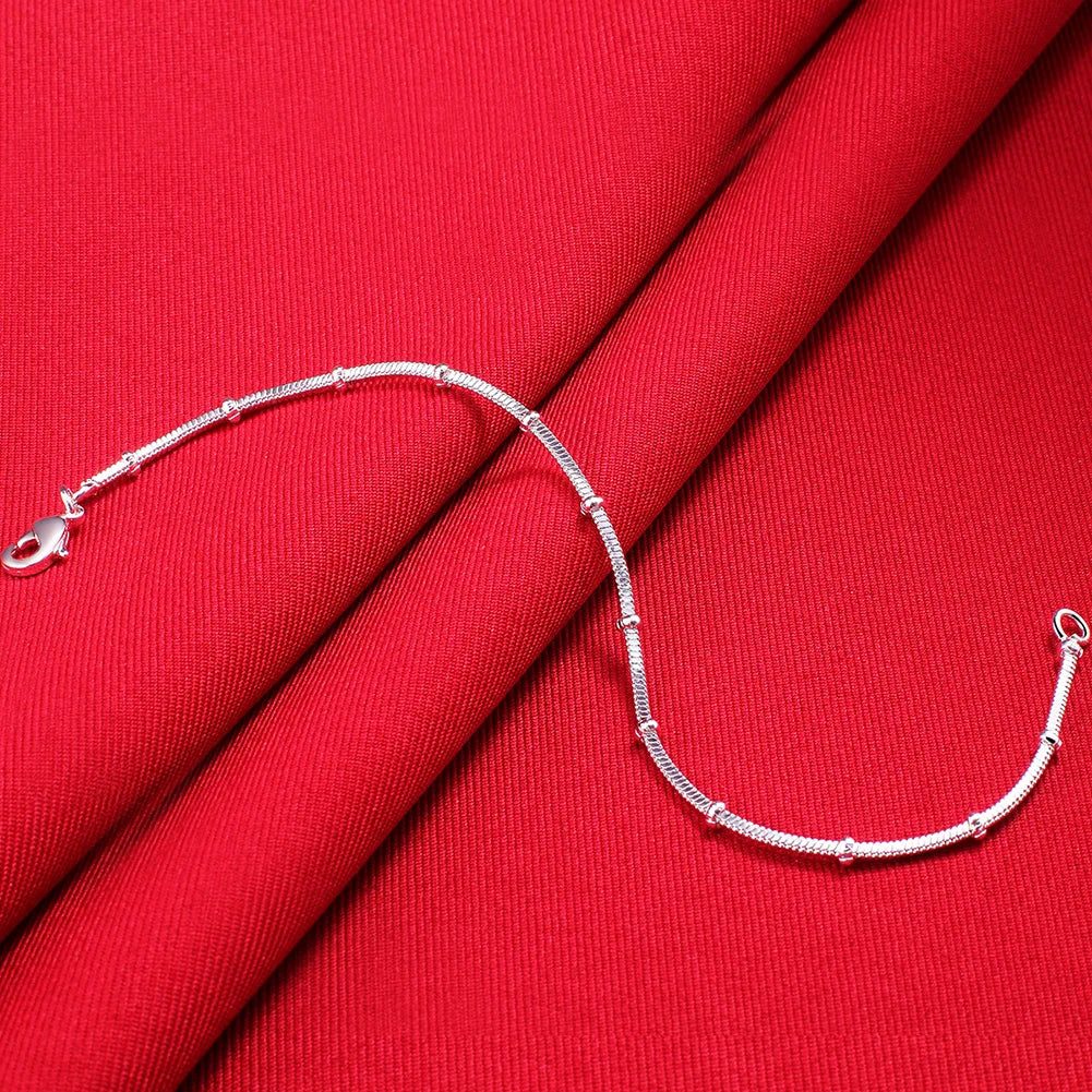 Novos Braceletes de Prata 925 Esterlina para Mulheres com Corrente de Contas de Cobra Fina, Moda para Casamento, Festa, Presentes de Natal, Joias
