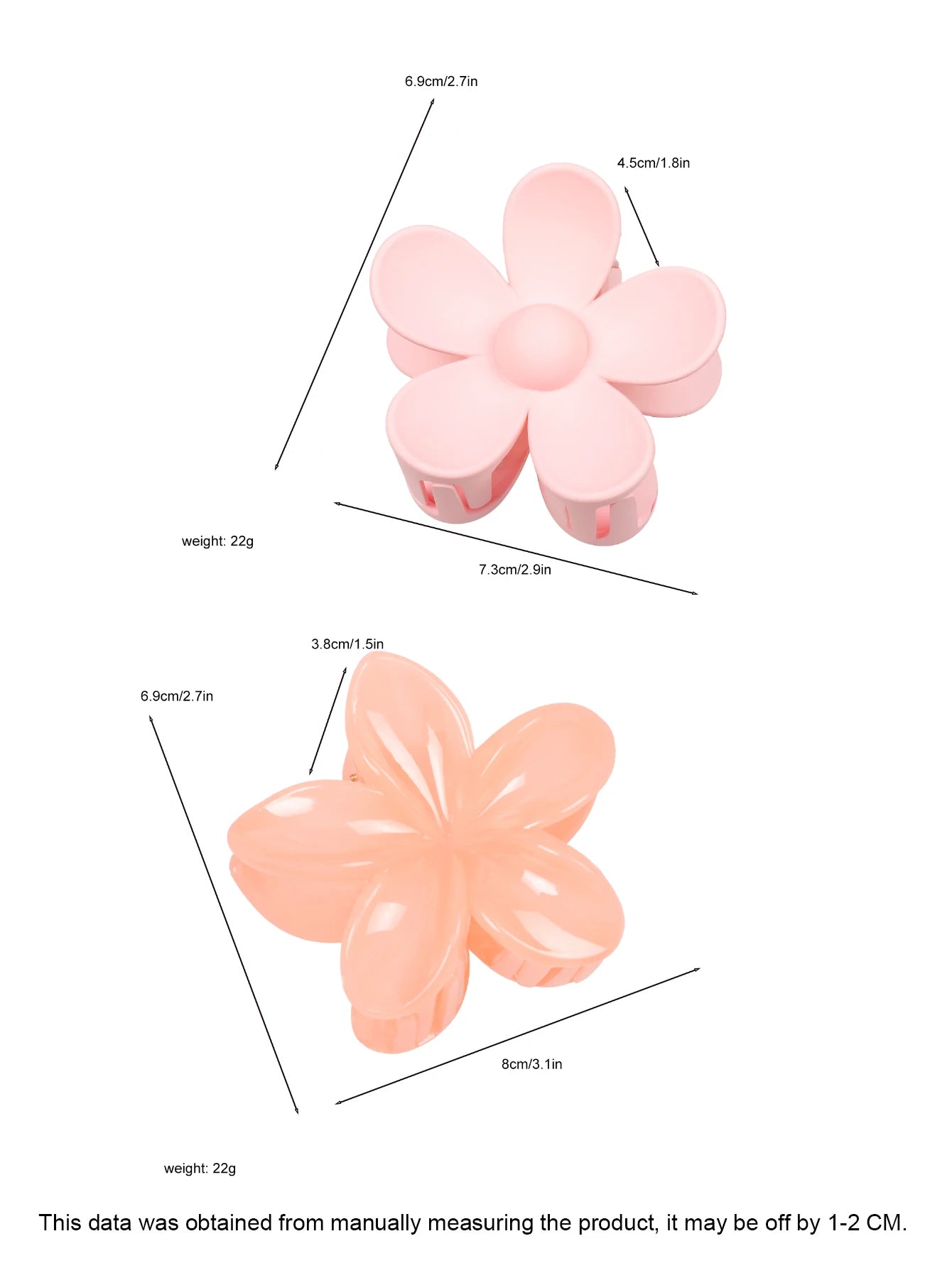 4 Peças de Grampos de Cabelo em Flor Rosa de 3 Polegadas, Grampos de Cabelo Grandes para Mulheres com Cabelo Fino, Grosso ou Cacheado, Grampos de Mandíbula com Forte Fixação dos Anos 90