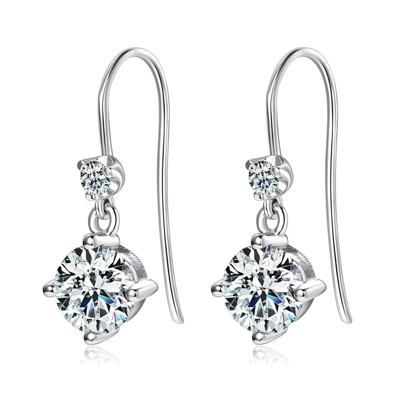 Brinco de Moissanita Lnngy de 6,5mm Ohrringe Prata 925 Brinco de Pino para Meninas Mulheres Joia de Casamento Brilhante Presente