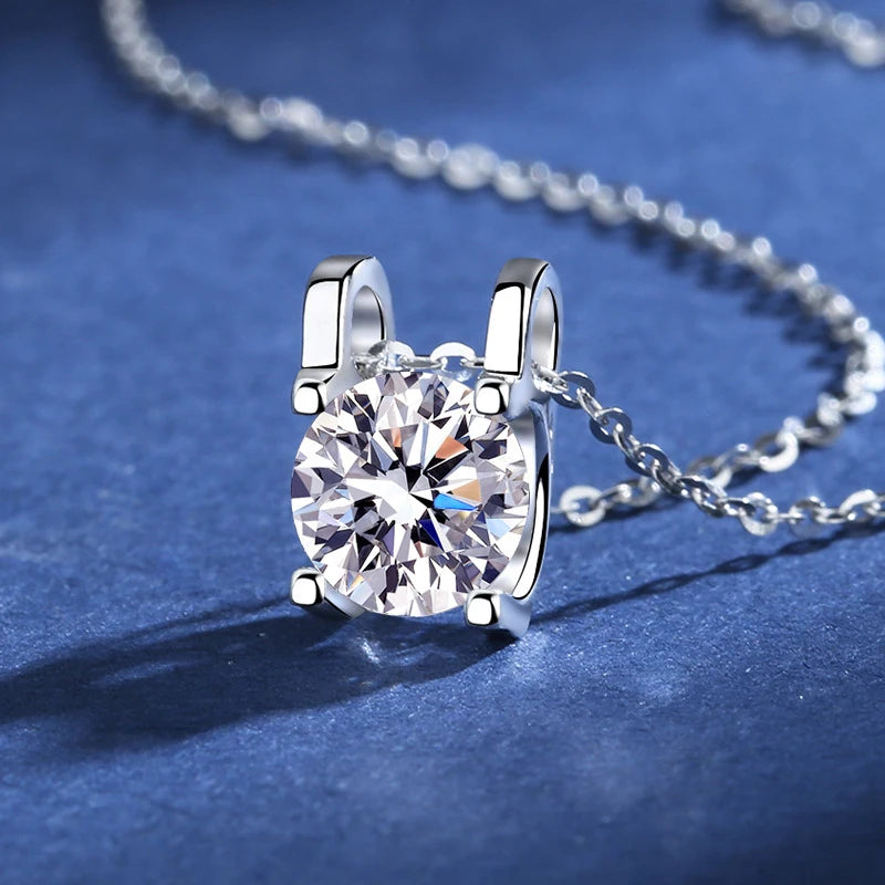 Colar de Pingente de Moissanita em Prata 925 com 6 Garras para Mulheres Design Moderno Cor D VVS Aprovado no Teste de Diamante Joia com caixa GRA