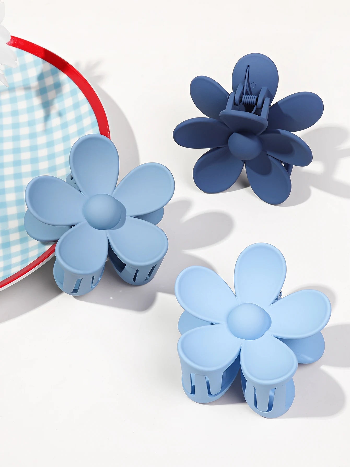 4 Peças de Grampos de Cabelo em Flor Rosa de 3 Polegadas, Grampos de Cabelo Grandes para Mulheres com Cabelo Fino, Grosso ou Cacheado, Grampos de Mandíbula com Forte Fixação dos Anos 90